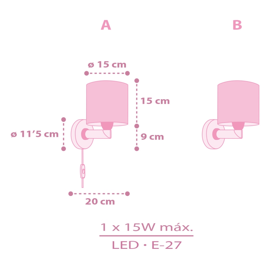 Dalber 42499 - Iluminação de parede para crianças FAIRY DREAMS 1xE27/15W/230V