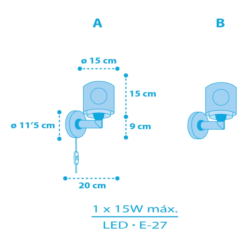 Dalber 60659 - Iluminação de parede para crianças PIRATA ISLAND 1xE27/15W/230V