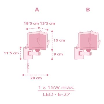 Dalber 64489 - Iluminação de parede para crianças LITTLE FRIENDS 1xE27/15W/230V