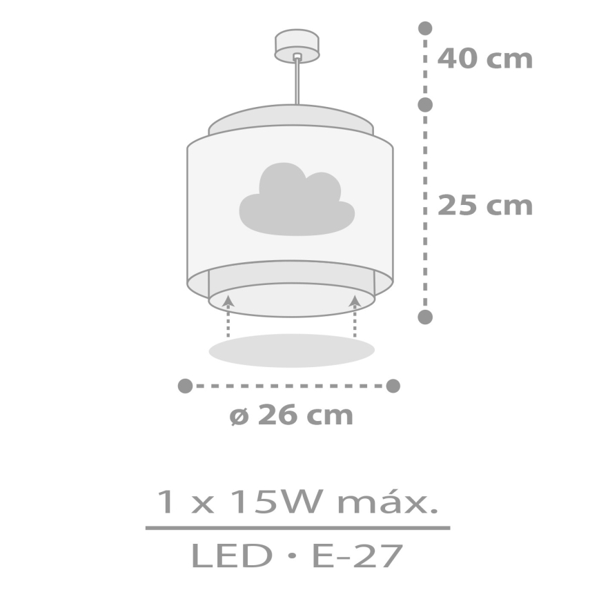 Dalber 76012E - Candelabro de criança BABY DREAMS 1xE27/15W/230V cinzento