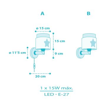 Dalber 76019T - Iluminação de parede de criança BABY DREAMS 1xE27/15W/230V azul