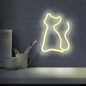 Decoração de parede LED com néons CAT LED/3W/3xAA amarelo