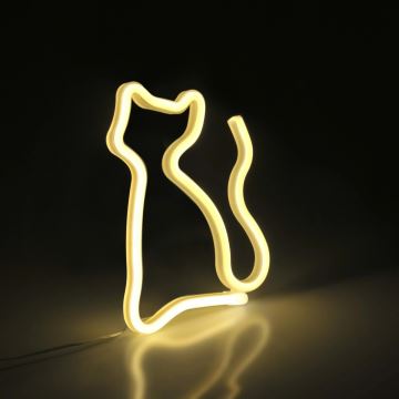 Decoração de parede LED com néons CAT LED/3W/3xAA amarelo