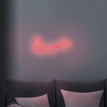 Decoração de parede LED com néons LOVE LED/3W/3xAA vermelho