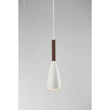 DFTP by Nordlux - Candeeiro suspenso PURE 1xE27/40W/230V diâmetro 10 cm branco/nogueira