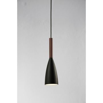 DFTP by Nordlux - Candeeiro suspenso PURE 1xE27/40W/230V diâmetro 10 cm preto/nogueira