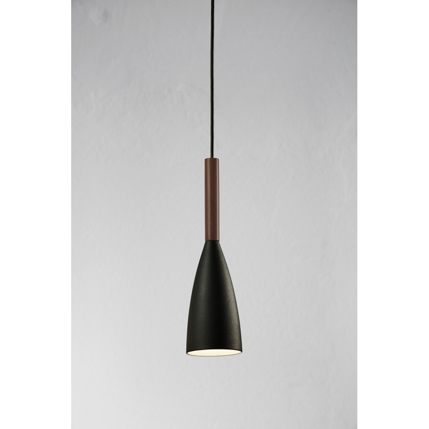 DFTP by Nordlux - Candeeiro suspenso PURE 1xE27/40W/230V diâmetro 10 cm preto/nogueira