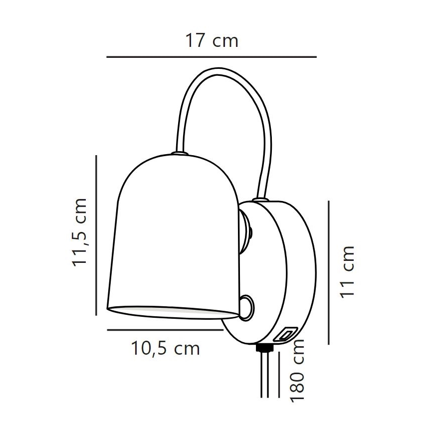 DFTP by Nordlux - Foco de parede com USB port ANGLE 1xGU10/25W/230V branco