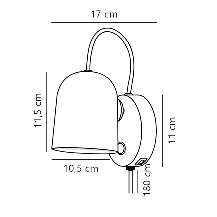 DFTP by Nordlux - Foco de parede com USB port ANGLE 1xGU10/25W/230V preto