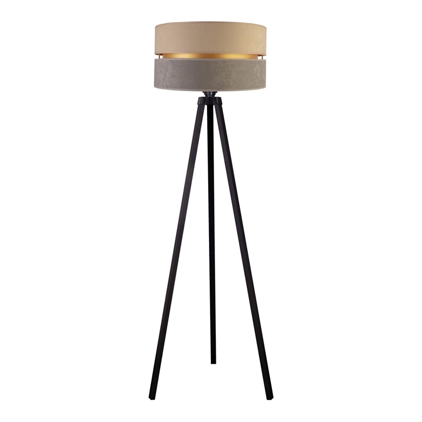 Duolla - Candeeiro de chão DUO 1xE27/60W/230V diâmetro 44 cm bege/cinzento/wenge