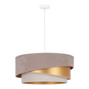 Duolla - Candeeiro de teto suspenso KOBO 1xE27/15W/230V diâmetro 45 cm bege/dourado/crème