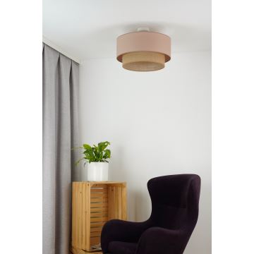 Duolla - Candeeiro integrado  BOHO 1xE27/15W/230V diâmetro 45 cm bege/castanho