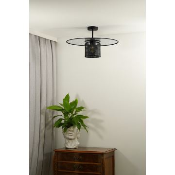 Duolla - Candeeiro integrado TOKYO RATTAN 1xE27/15W/230V preto/prateado