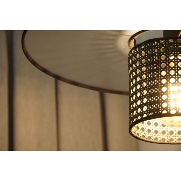 Duolla - Candeeiro integrado TOKYO RATTAN 1xE27/15W/230V preto/prateado