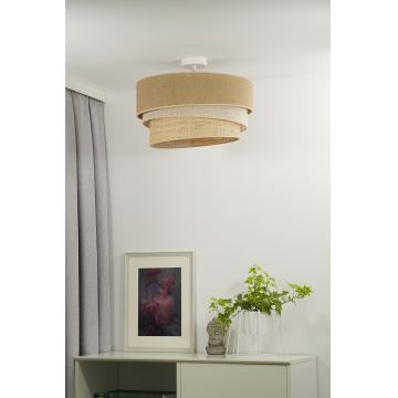 Duolla - Candeeiro integrado YUTE TRIO 1xE27/15W/230V diâmetro 45 cm castanho/cinzento/bege