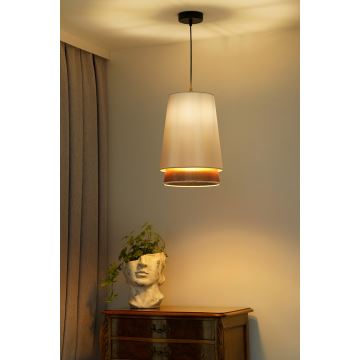 Duolla - Candeeiro suspenso BELL SHINY 1xE27/15W/230V branco/cobre