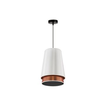 Duolla - Candeeiro suspenso BELL SHINY 1xE27/15W/230V branco/cobre