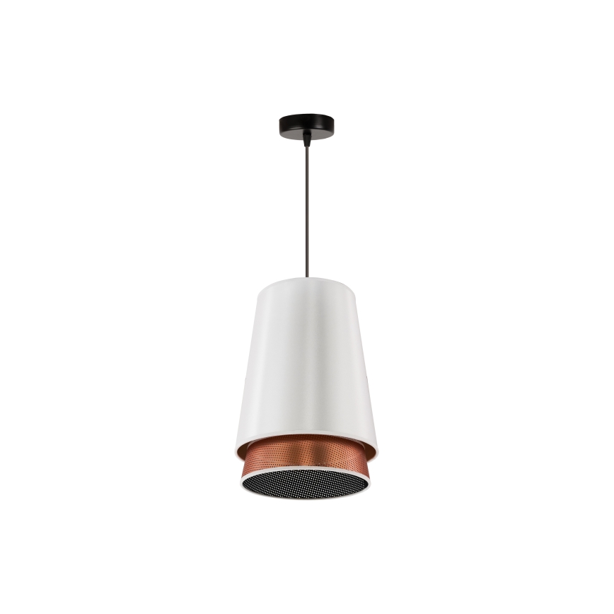 Duolla - Candeeiro suspenso BELL SHINY 1xE27/15W/230V branco/cobre