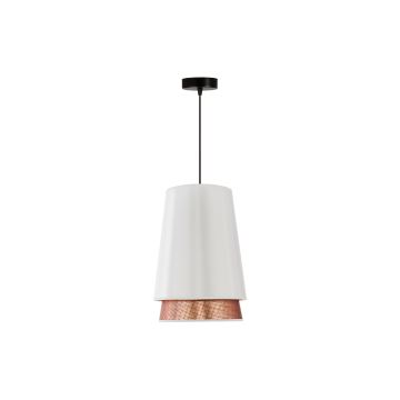 Duolla - Candeeiro suspenso BELL SHINY 1xE27/15W/230V branco/cobre