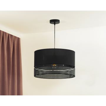 Duolla - Candeeiro suspenso DOUBLE RATTAN 1xE27/15W/230V preto