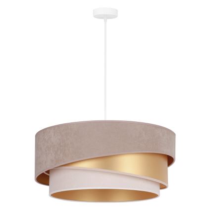 Duolla - Candeeiro suspenso KOBO 1xE27/15W/230V diâmetro 45 cm bege/dourado/creme