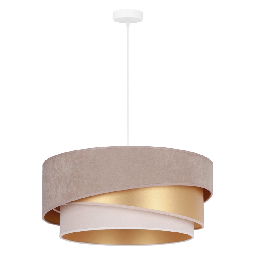 Duolla - Candeeiro suspenso KOBO 1xE27/15W/230V diâmetro 45 cm bege/dourado/creme