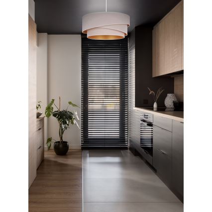 Duolla - Candeeiro suspenso KOBO 1xE27/15W/230V diâmetro 45 cm creme/dourado