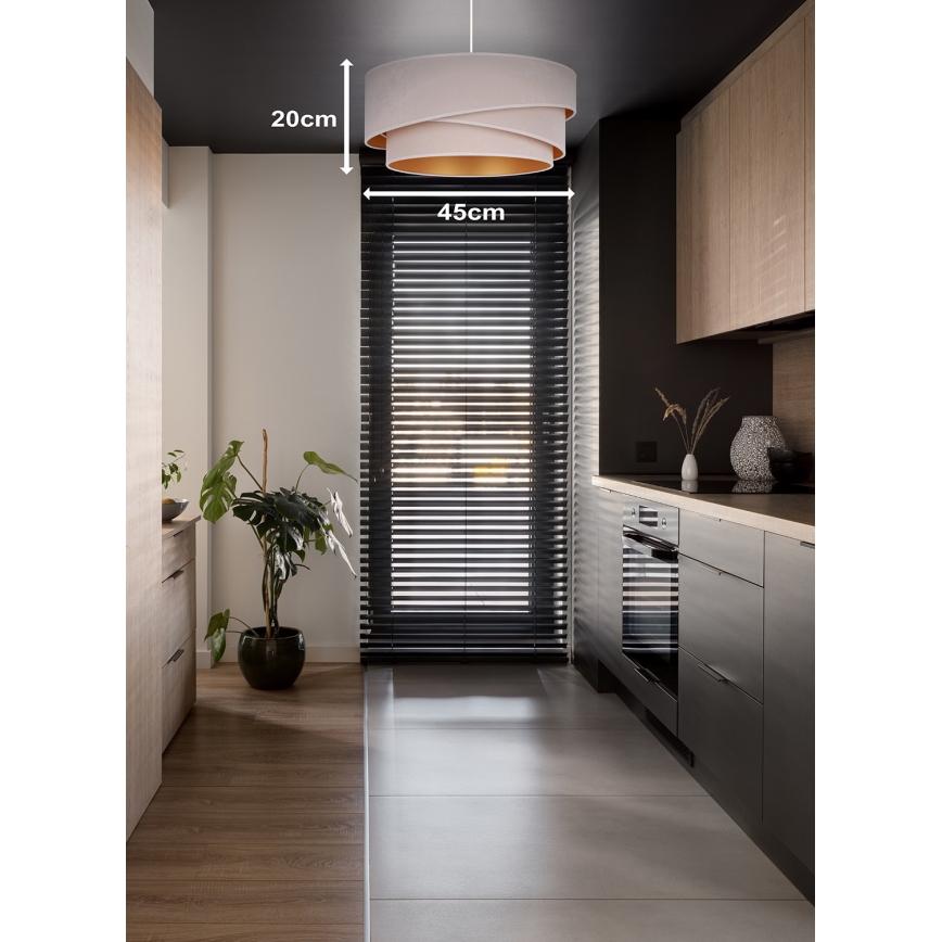 Duolla - Candeeiro suspenso KOBO 1xE27/15W/230V diâmetro 45 cm creme/dourado