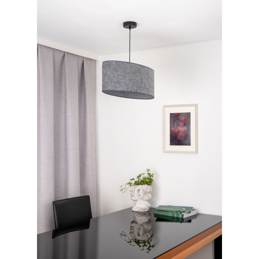 Duolla - Candeeiro suspenso OVAL 1xE27/15W/230V cinzento