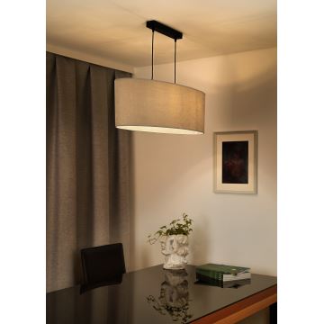 Duolla - Candeeiro suspenso OVAL 2xE27/15W/230V cinzento