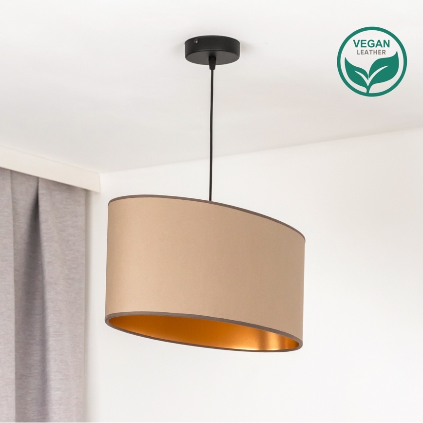 Duolla - Candeeiro suspenso OVAL VEGAN 1xE27/15W/230V bege