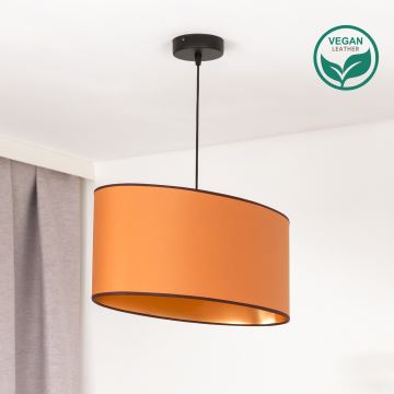 Duolla - Candeeiro suspenso OVAL VEGAN 1xE27/15W/230V castanho