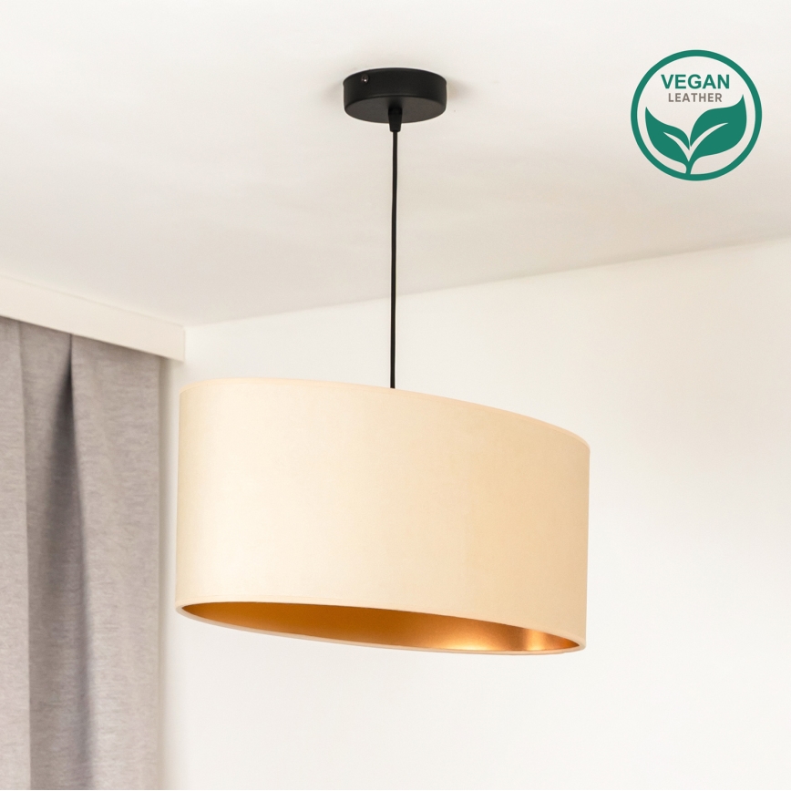 Duolla - Candeeiro suspenso OVAL VEGAN 1xE27/15W/230V creme