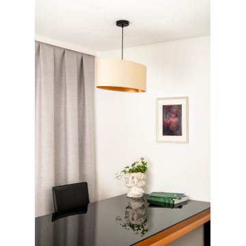 Duolla - Candeeiro suspenso OVAL VEGAN 1xE27/15W/230V creme