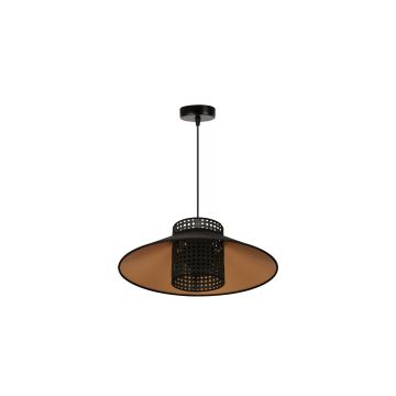 Duolla - Candeeiro suspenso RIO RATTAN 1xE27/15W/230V preto/dourada