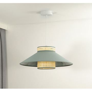 Duolla - Candeeiro suspenso RIO RATTAN 1xE27/15W/230V verde/vime