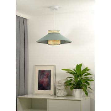 Duolla - Candeeiro suspenso RIO RATTAN 1xE27/15W/230V verde/vime