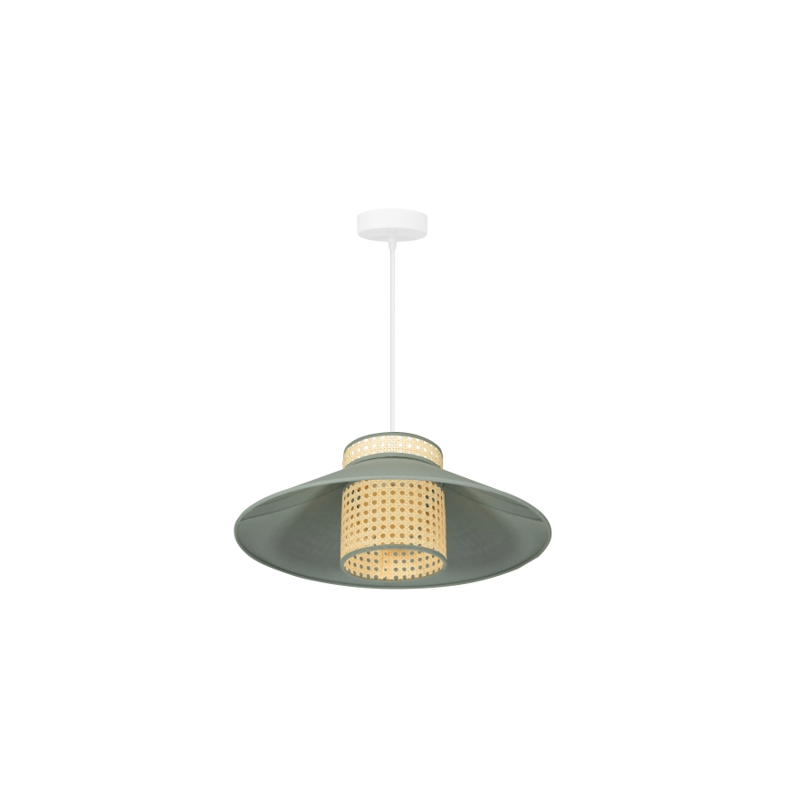 Duolla - Candeeiro suspenso RIO RATTAN 1xE27/15W/230V verde/vime