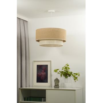 Duolla - Candeeiro suspenso YUTE BOHO 3xE27/15W/230V diâmetro 60 cm castanho/cinzento