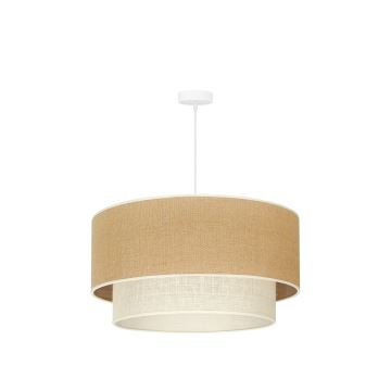 Duolla - Candeeiro suspenso YUTE BOHO 3xE27/15W/230V diâmetro 60 cm castanho/cinzento