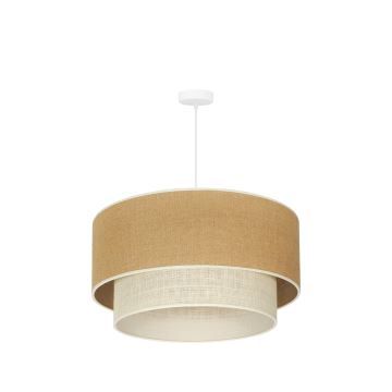 Duolla - Candeeiro suspenso YUTE BOHO 3xE27/15W/230V diâmetro 60 cm castanho/cinzento