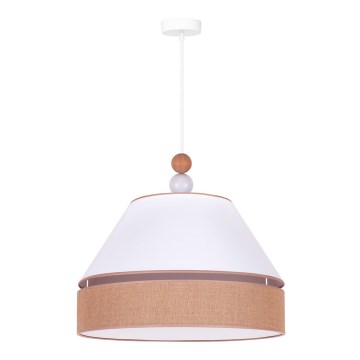 Duolla - Candelabro suspenso AVIGNON 1xE27/15W/230V diâmetro 60 cm branco/castanho