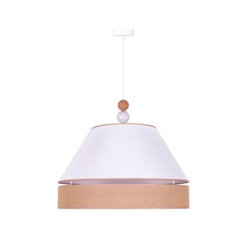 Duolla - Candelabro suspenso AVIGNON 1xE27/15W/230V diâmetro 60 cm branco/castanho