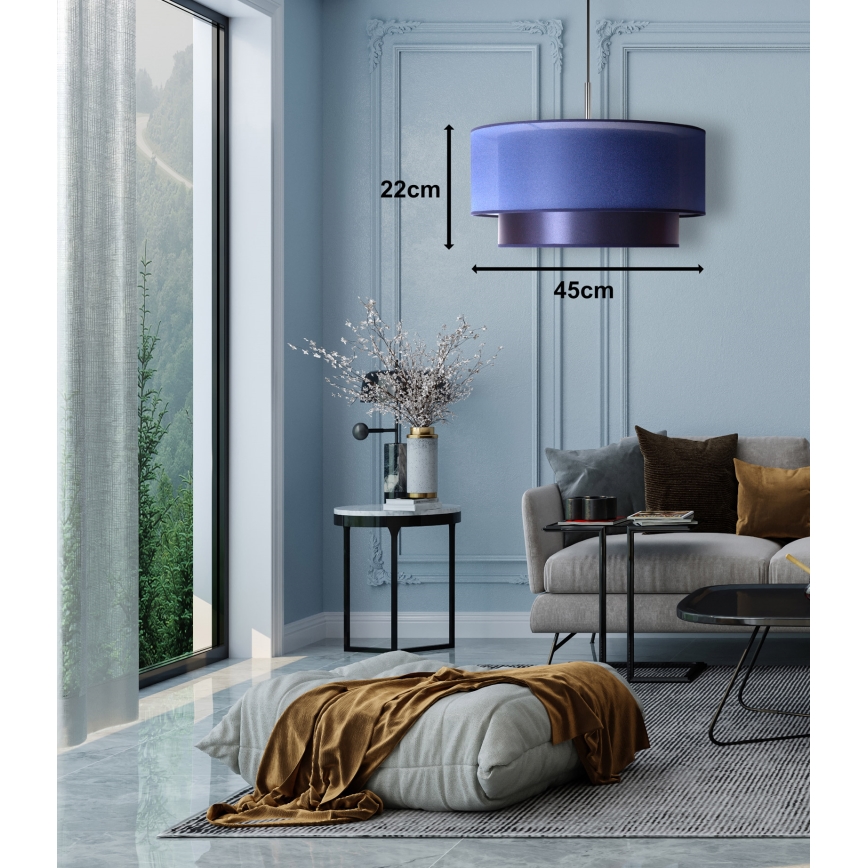 Duolla - Candelabro suspenso NANTES 1xE27/15W/230V diâmetro 45 cm azul/prateado