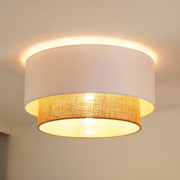 Duolla - Iluminação de teto BOHO 1xE27/15W/230V diâmetro 45 cm branco/castanho