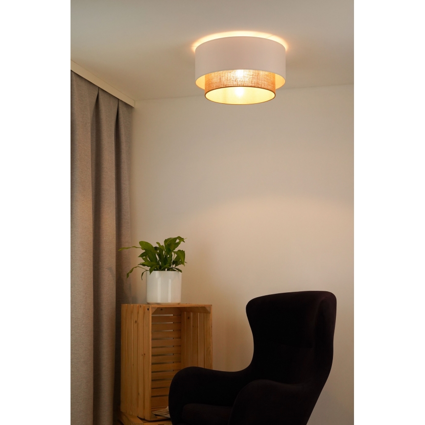 Duolla - Iluminação de teto BOHO 1xE27/15W/230V diâmetro 45 cm branco/castanho