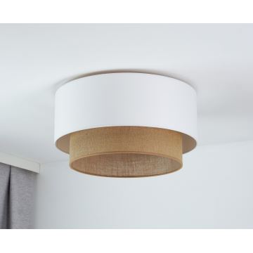 Duolla - Iluminação de teto BOHO 1xE27/15W/230V diâmetro 45 cm branco/castanho