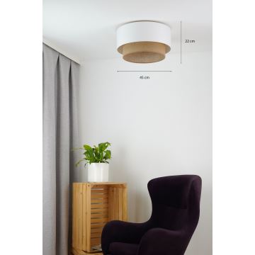 Duolla - Iluminação de teto BOHO 1xE27/15W/230V diâmetro 45 cm branco/castanho