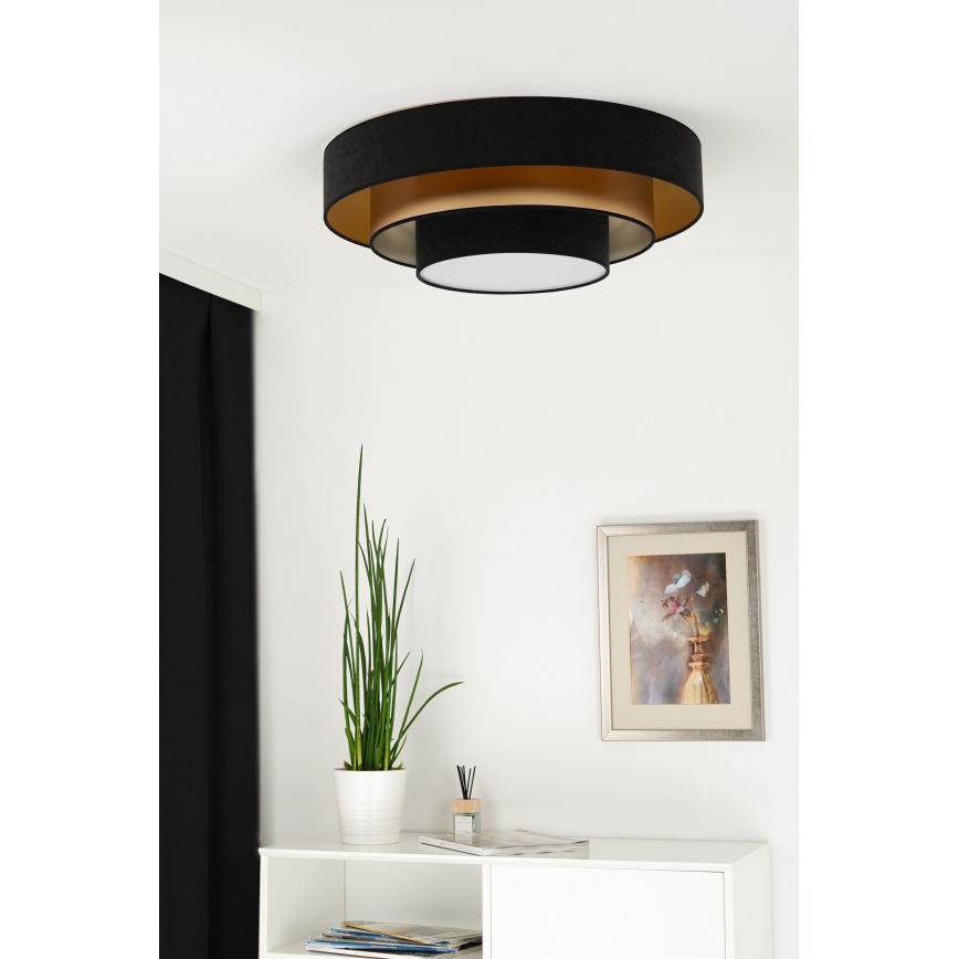 Duolla - Iluminação de teto LED LUNETA LED/26W/230V diâmetro 60 cm 4000K preto/dourado