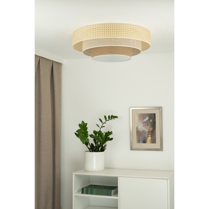 Duolla - Iluminação de teto LED LUNETA LED/26W/230V diâmetro 60 cm 4000K vime/bege/castanho